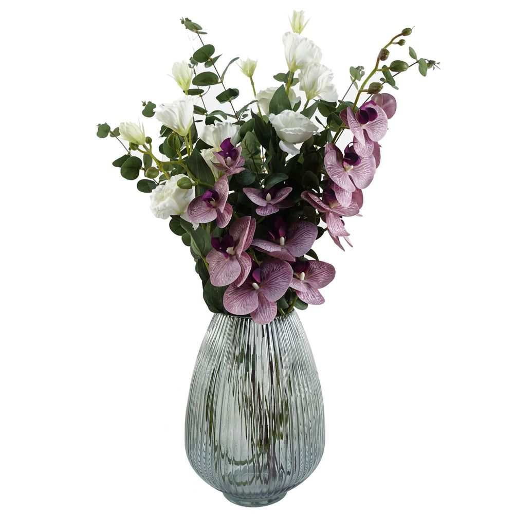 Ridged Glass Vase — Grey