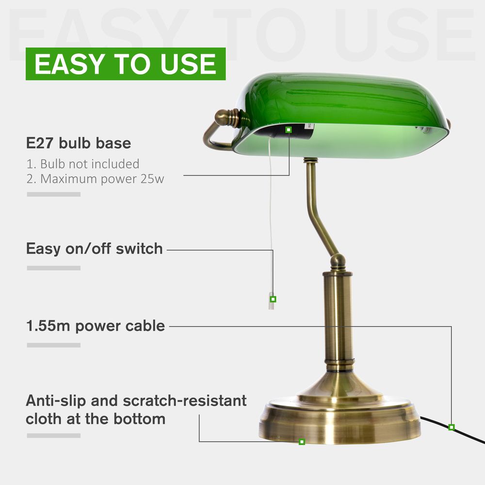 Banker's Table Lamp  — Antique Bronze Base