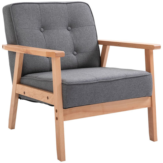 Armchair Beech Wood Frame — Grey