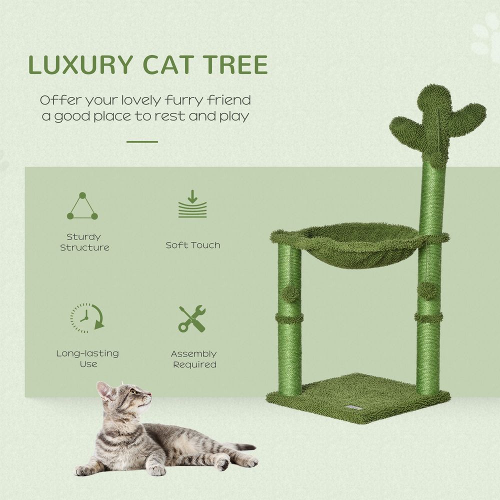 Cactus Cat Tree with Scratching Post & Hammock Bed