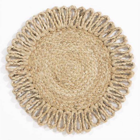 Thames Jute Star Crochet Natural Placement, Set of 2
