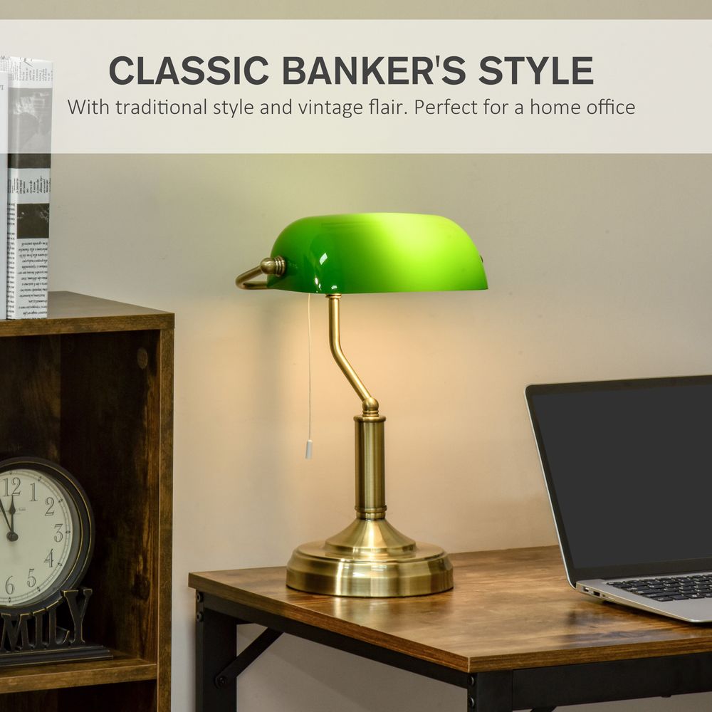 Banker's Table Lamp  — Antique Bronze Base