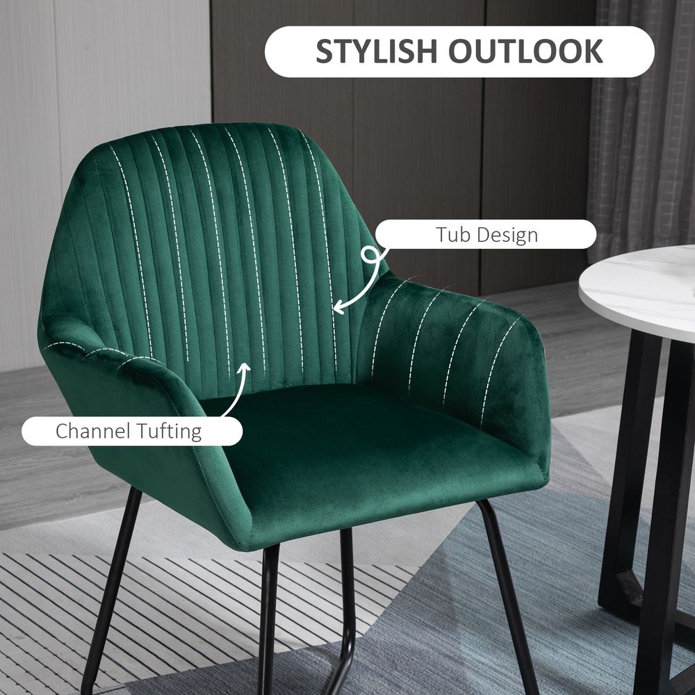Velvet-Feel Upholstered Armchair — Green