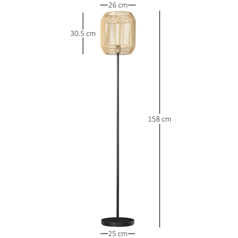 Farmhouse Floor Lamp with Rattan Wicker