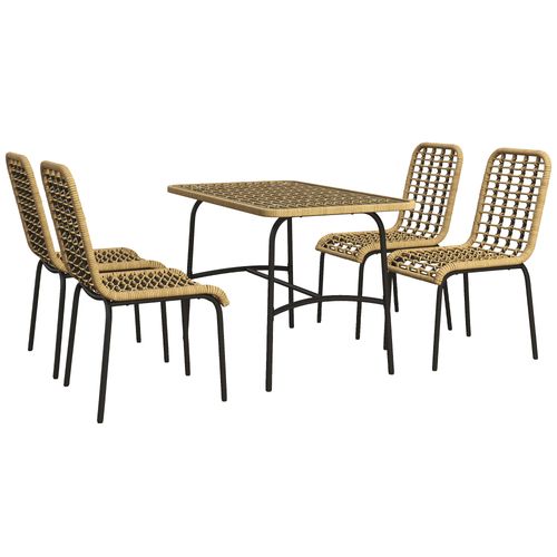 Outsunny 4 Seater Rattan Garden Furniture Set w/ Tempered Glass Tabletop