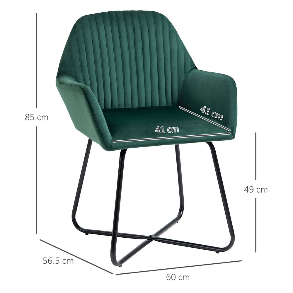 Velvet-Feel Upholstered Armchair — Green