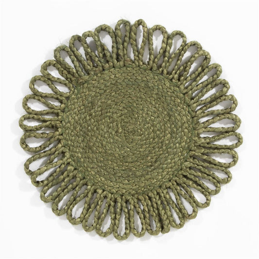 Thames Jute Star Crochet Olive Placement, Set of 2