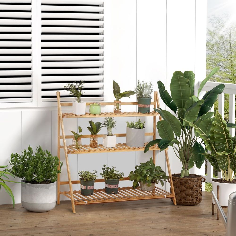 3 Tier Bamboo Plant Stand — Foldable