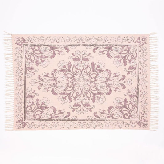 Kew Antique Printed 120x170cm Mauve Rug with Tassel