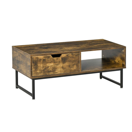 Coffee Table Wood Finish Metal Frame