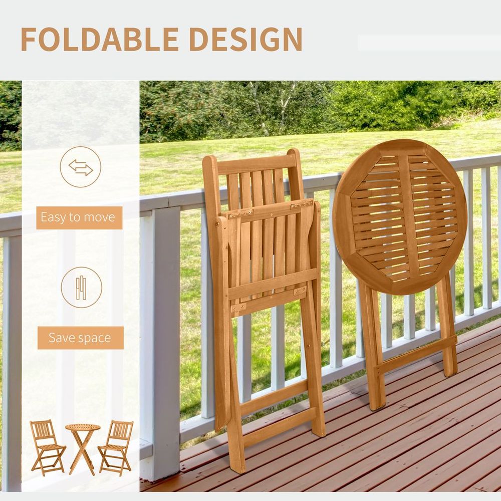 Bistro Table Set with 2 Foldable Chairs
