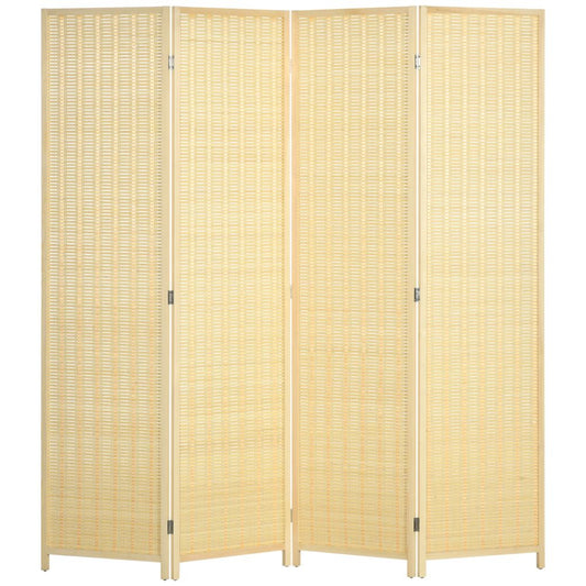 HOMCOM 4 Panel Folding Room Divider 170cm Wall Privacy Screen Protector Natural