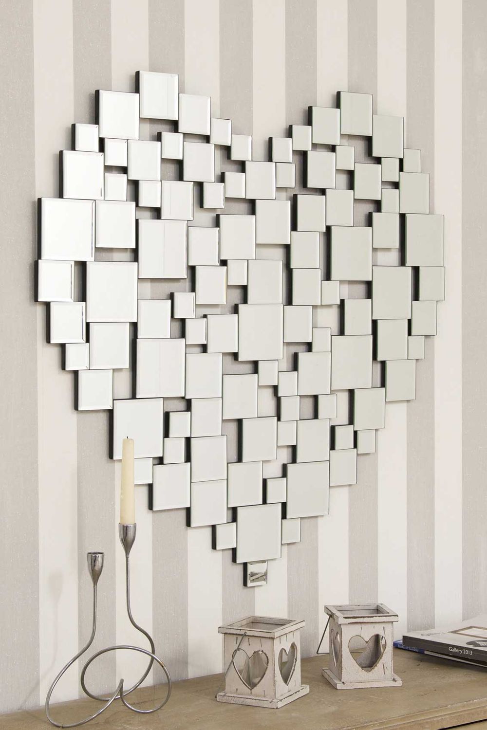 Love All Glass Collage Heart Wall Mirror