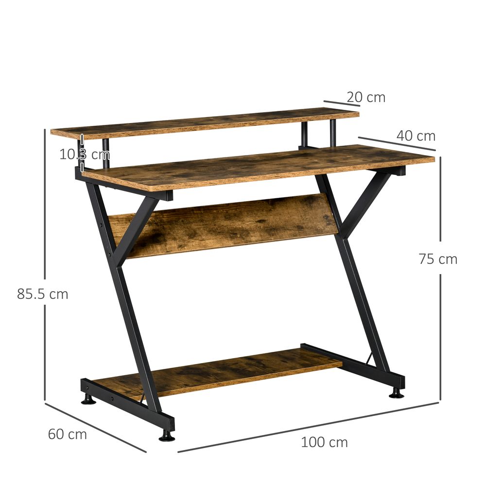Computer Desk with Monitor Shelf and Storage