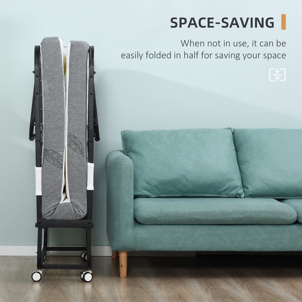Folding Bed with 10cm Mattress, Portable Foldable Guest Bed