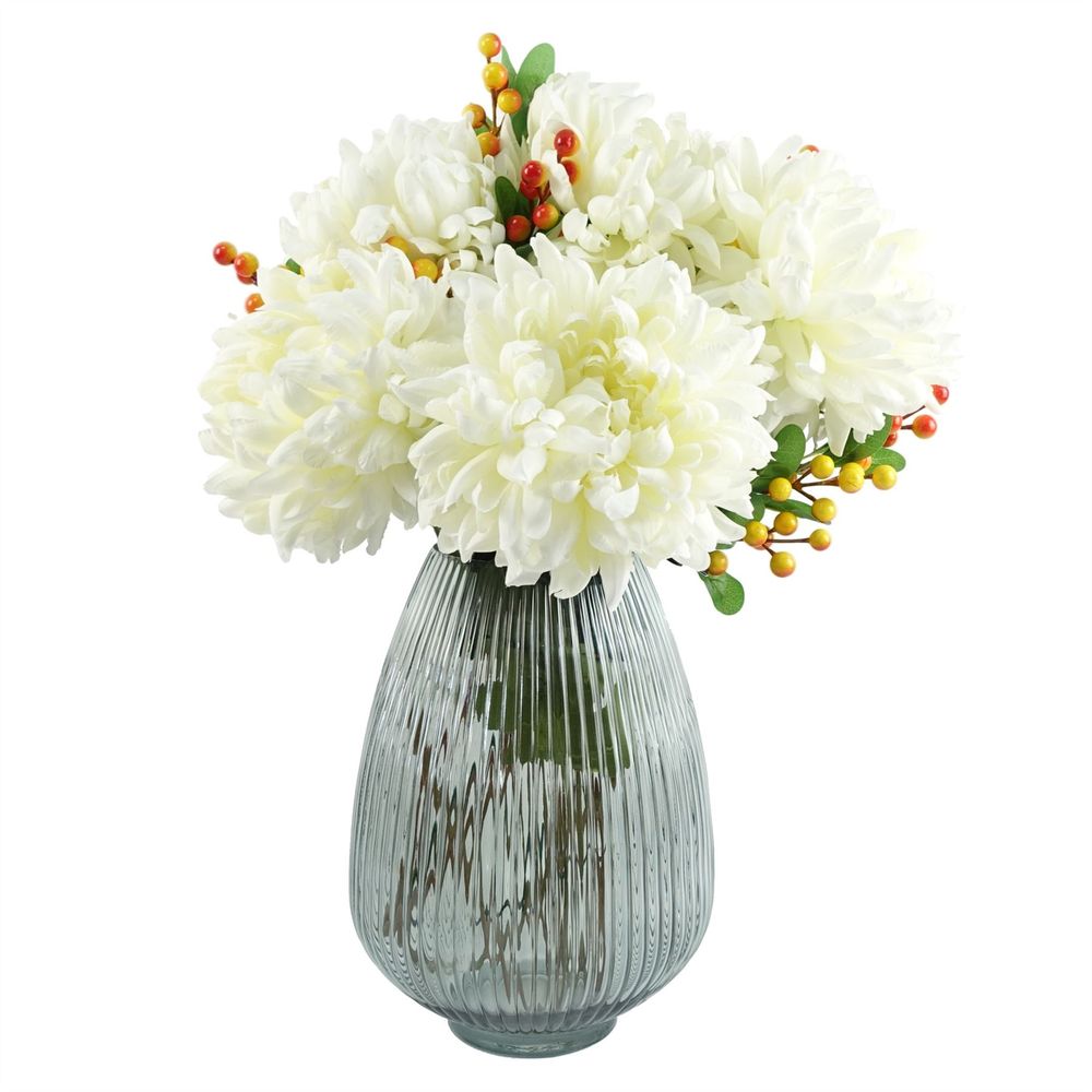 Ridged Glass Vase — Grey
