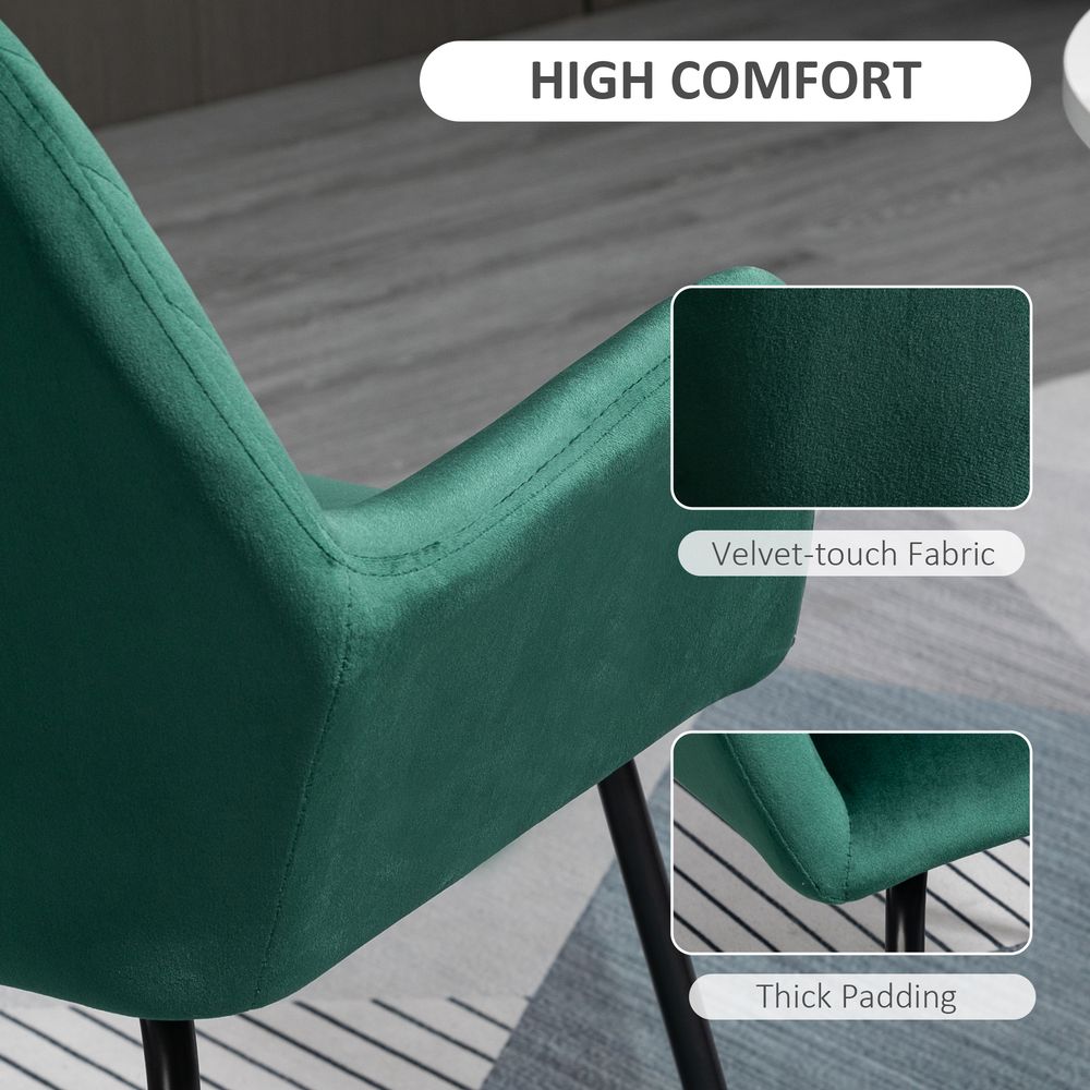 Velvet-Feel Upholstered Armchair — Green