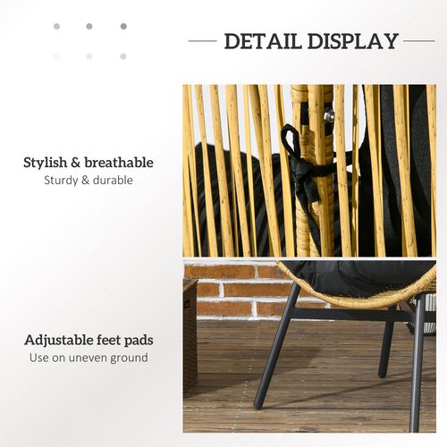 Outsunny Rattan Leisure Chair w/ Cushion, Garden Egg Chair with Headrest