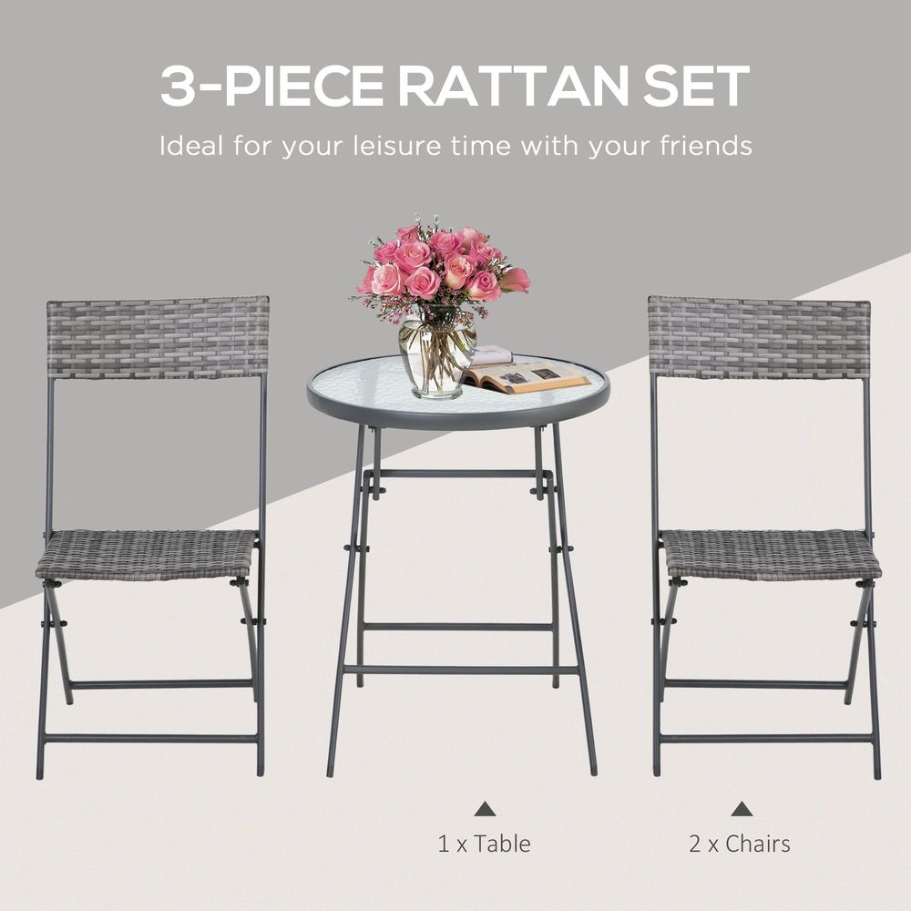 3-Piece Patio Wicker Bistro Set