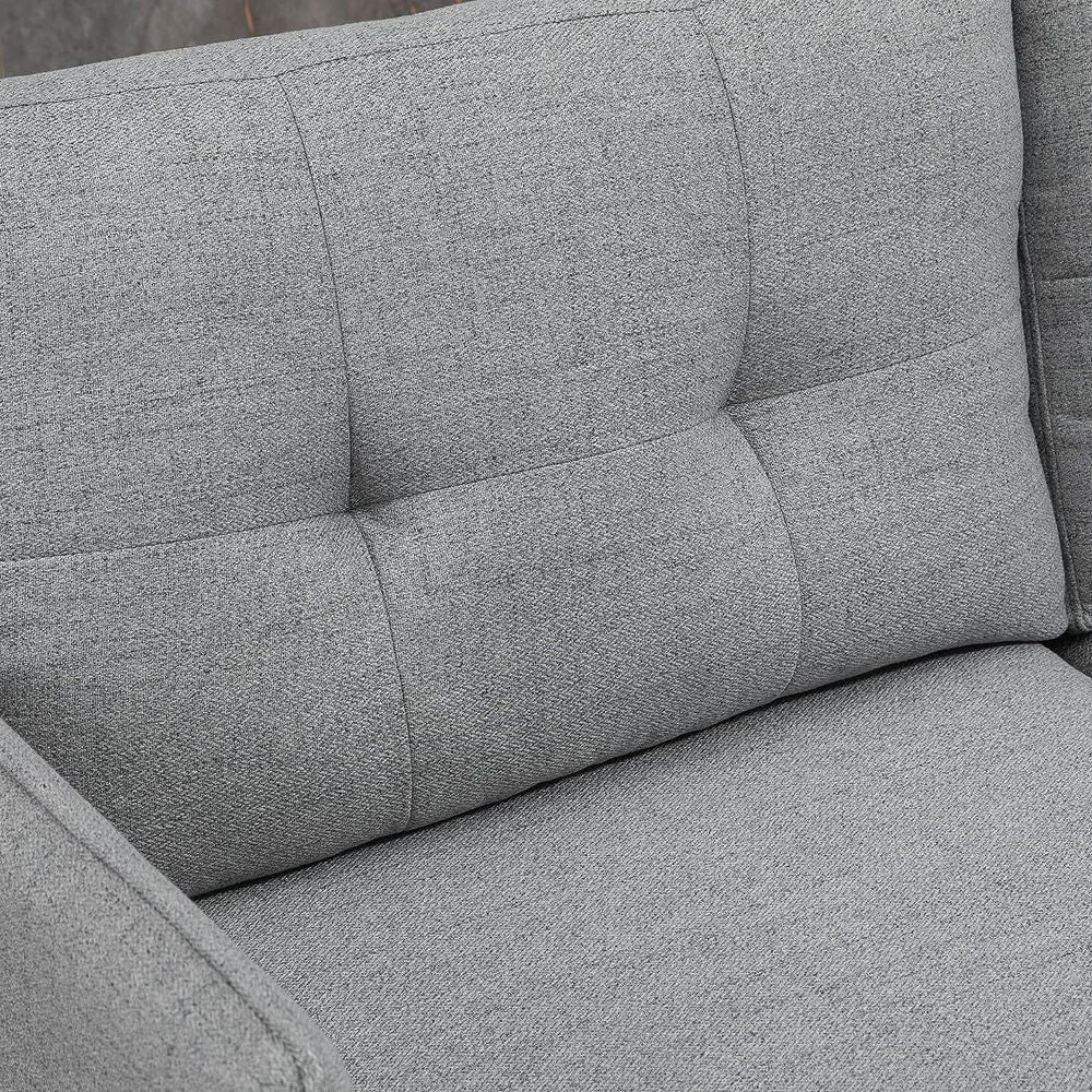 HOMCOM Modern Upholstered Two Seater Sofa for Bedroom Living Room Grey