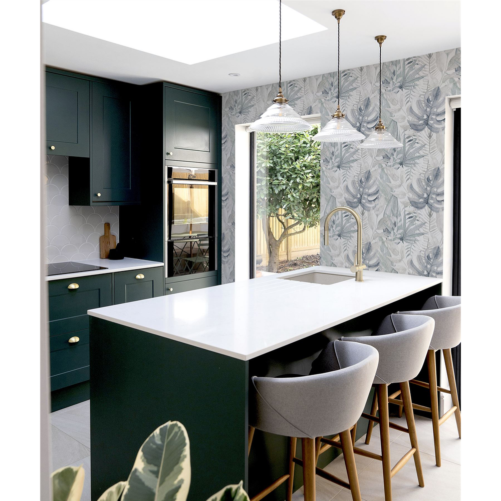Chalky Tropical Soft Navy Wallpaper