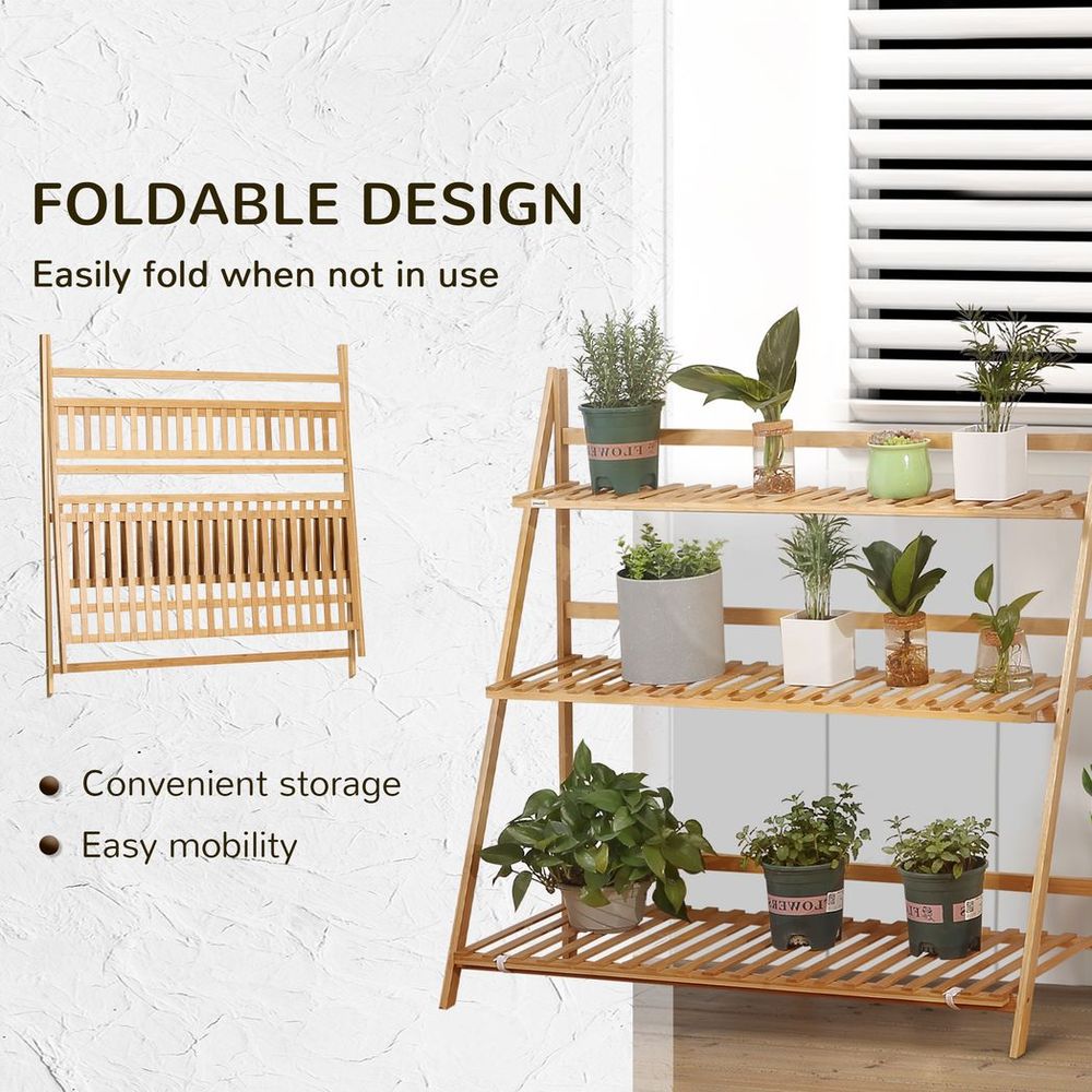 3 Tier Bamboo Plant Stand — Foldable