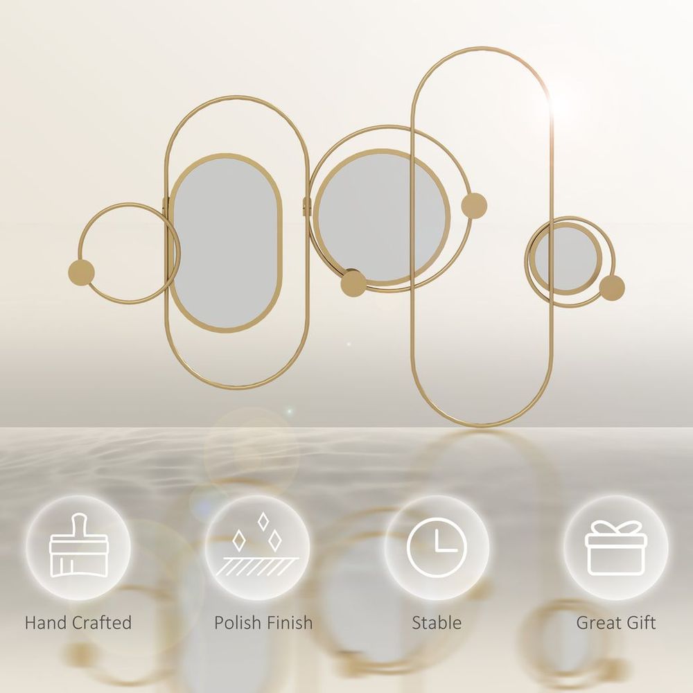 Metal Wall Art with Mirrors — Gold
