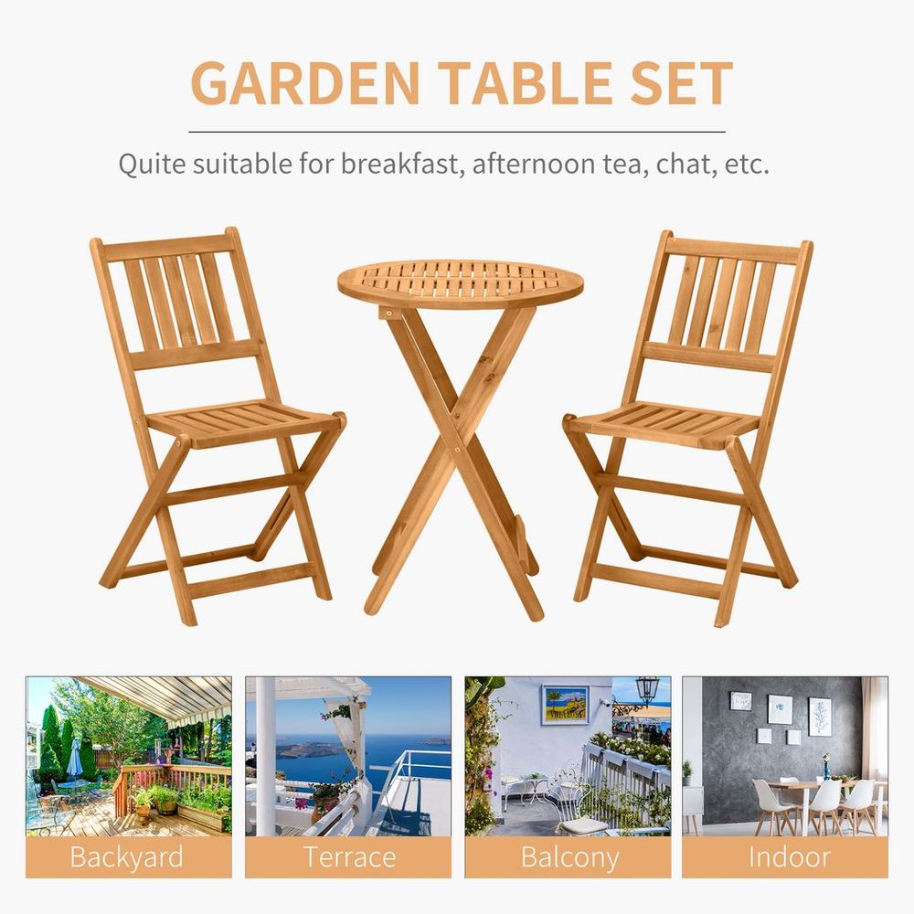 Bistro Table Set with 2 Foldable Chairs