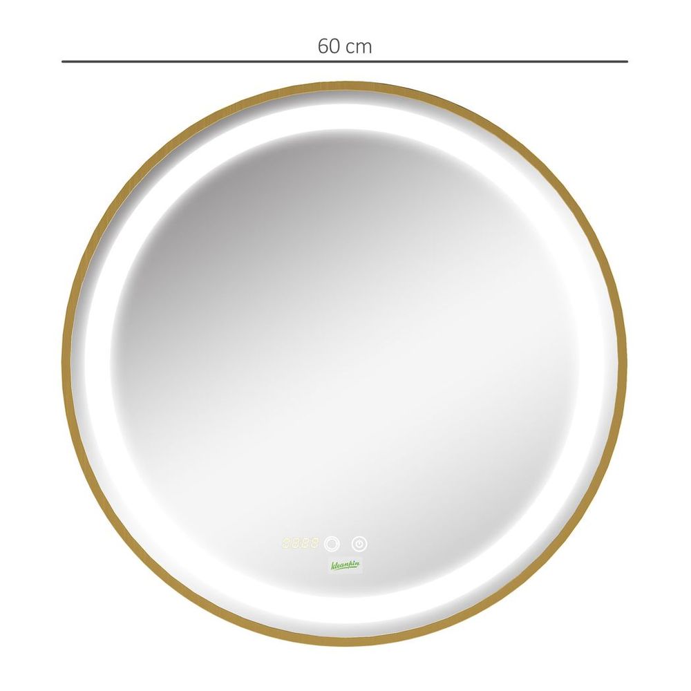 LED Bathroom Round Gold Mirror 