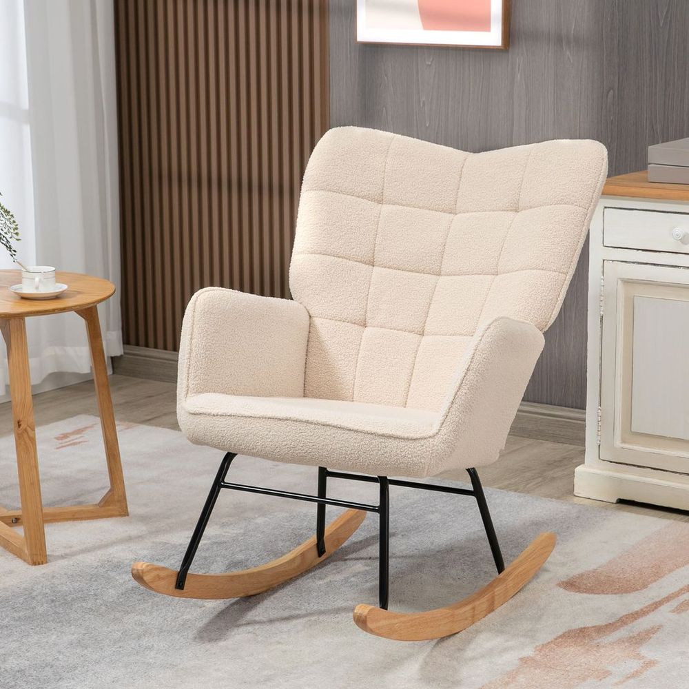 Wingback Rocking Chair — Beige