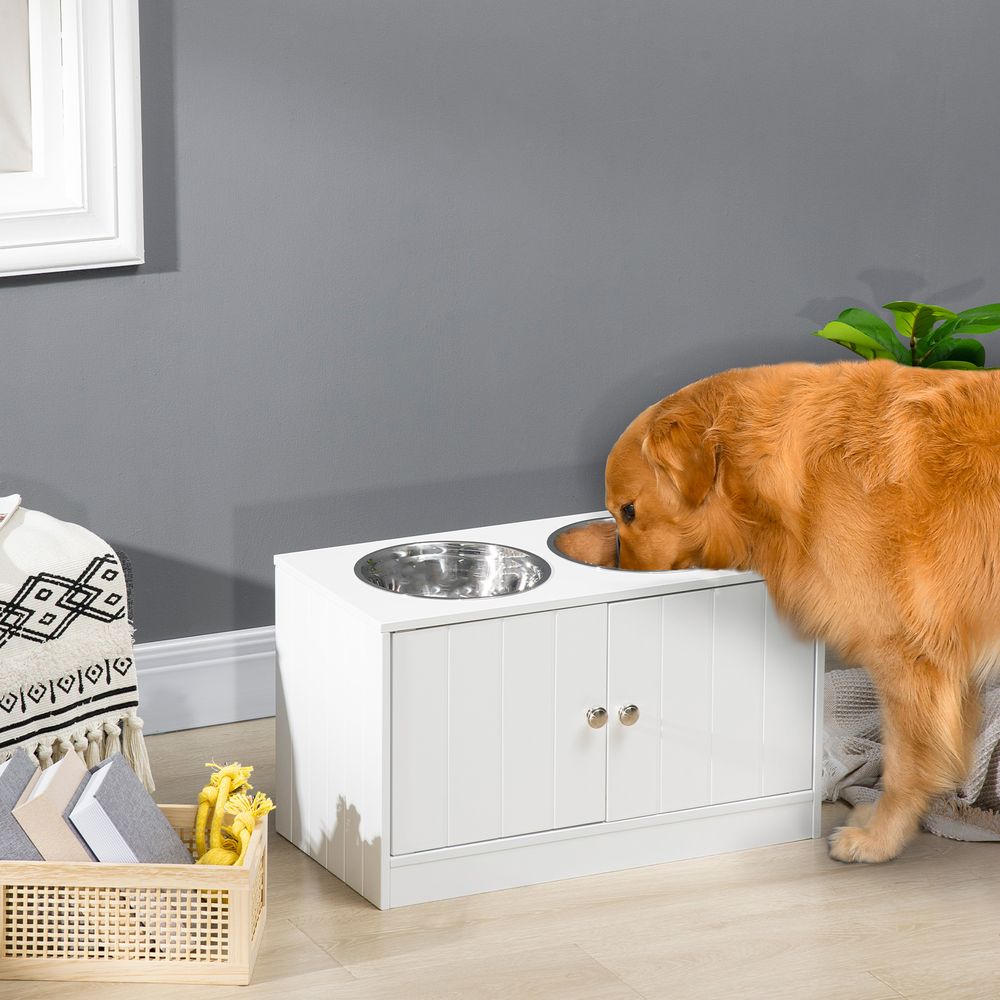 Raised Dog Bowls for Large Dogs  — White