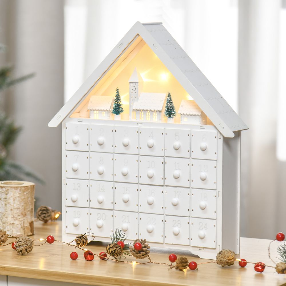Wooden Christmas Advent Calendar with LED lighting