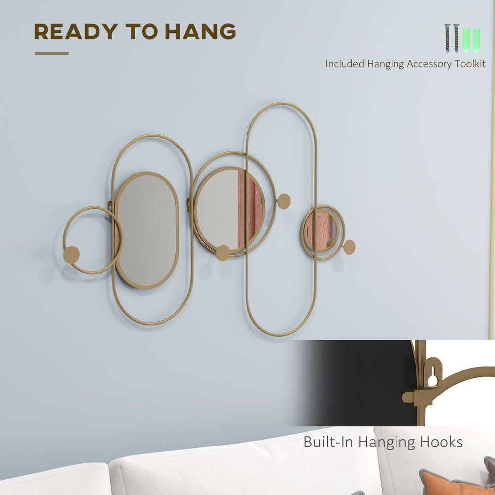 Metal Wall Art with Mirrors — Gold