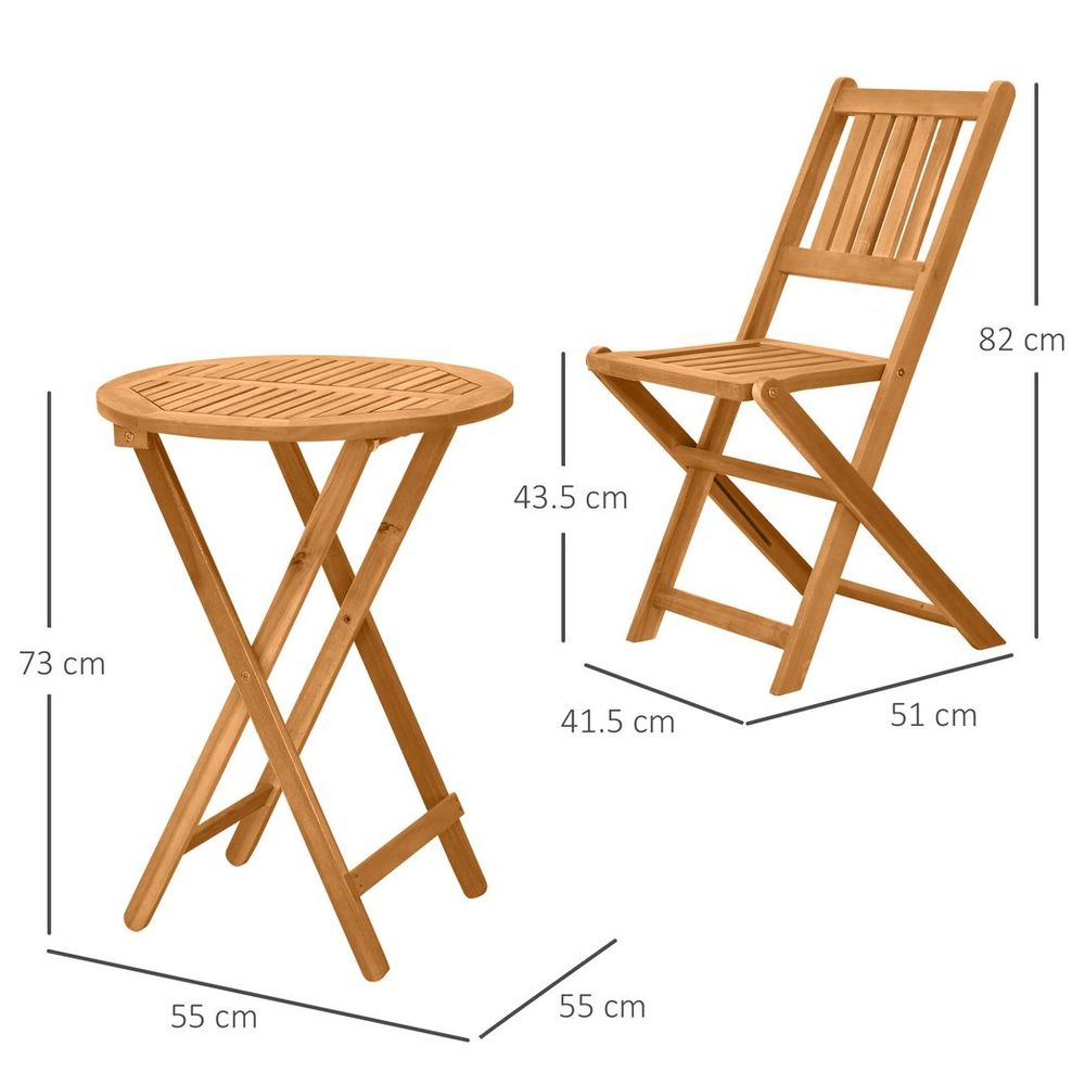 Bistro Table Set with 2 Foldable Chairs