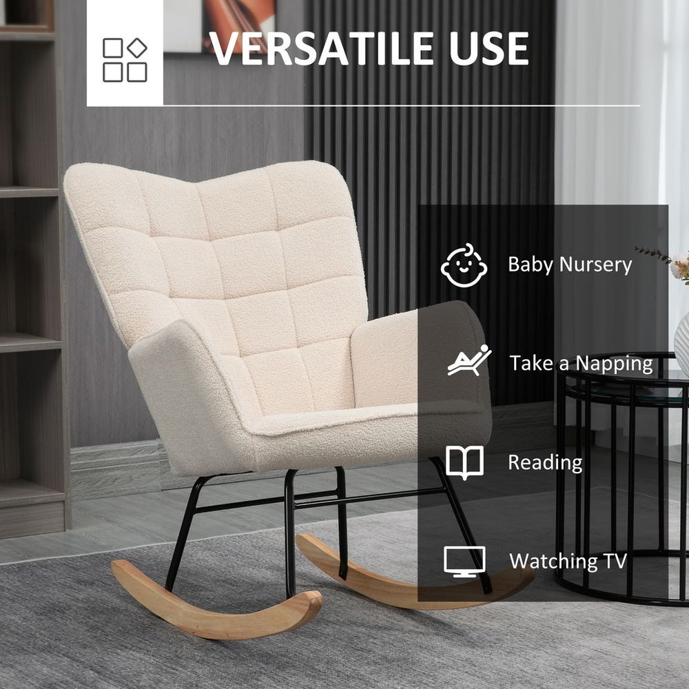 Wingback Rocking Chair — Beige