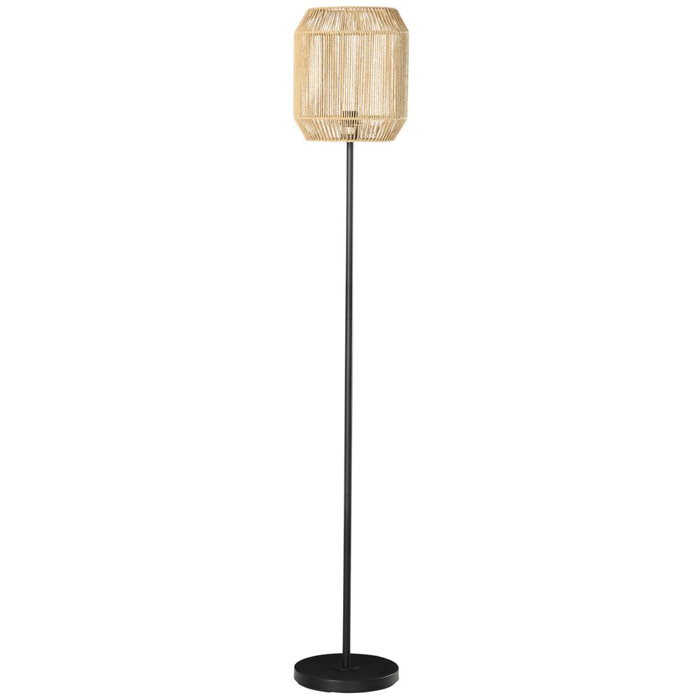 Farmhouse Floor Lamp with Rattan Wicker