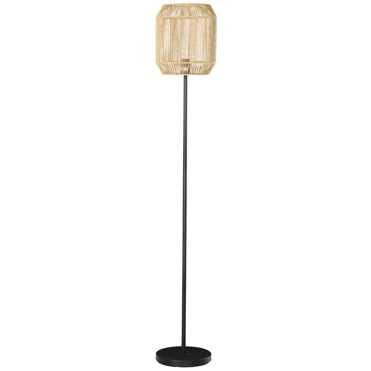 Farmhouse Floor Lamp with Rattan Wicker
