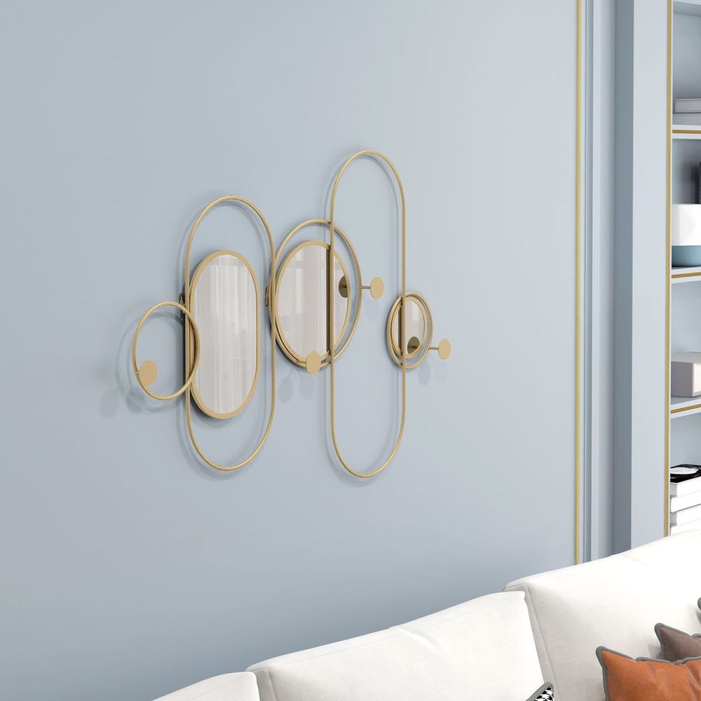 Metal Wall Art with Mirrors — Gold