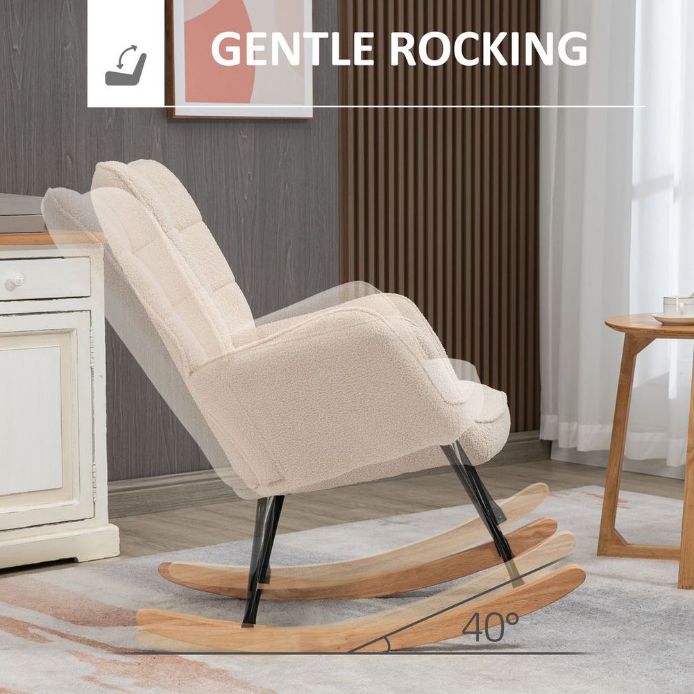 Wingback Rocking Chair — Beige