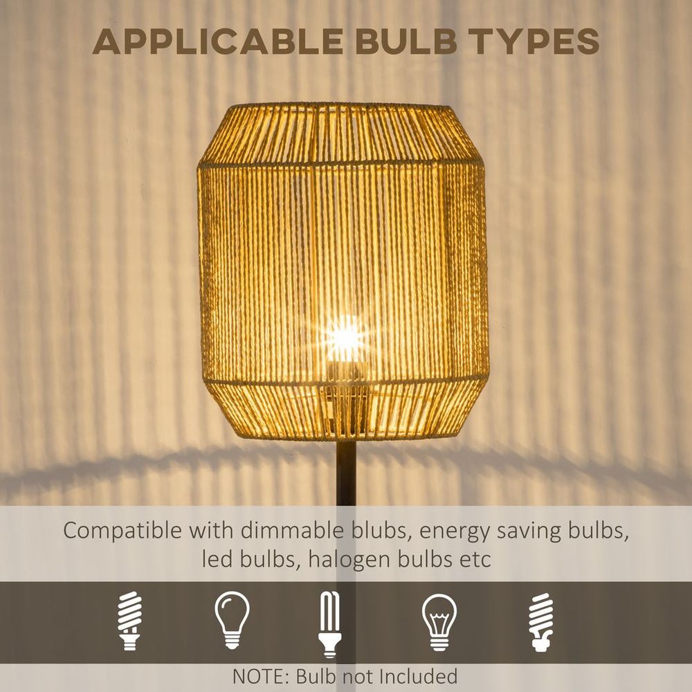Farmhouse Floor Lamp with Rattan Wicker