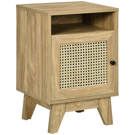 Bedside Table with Rattan Door