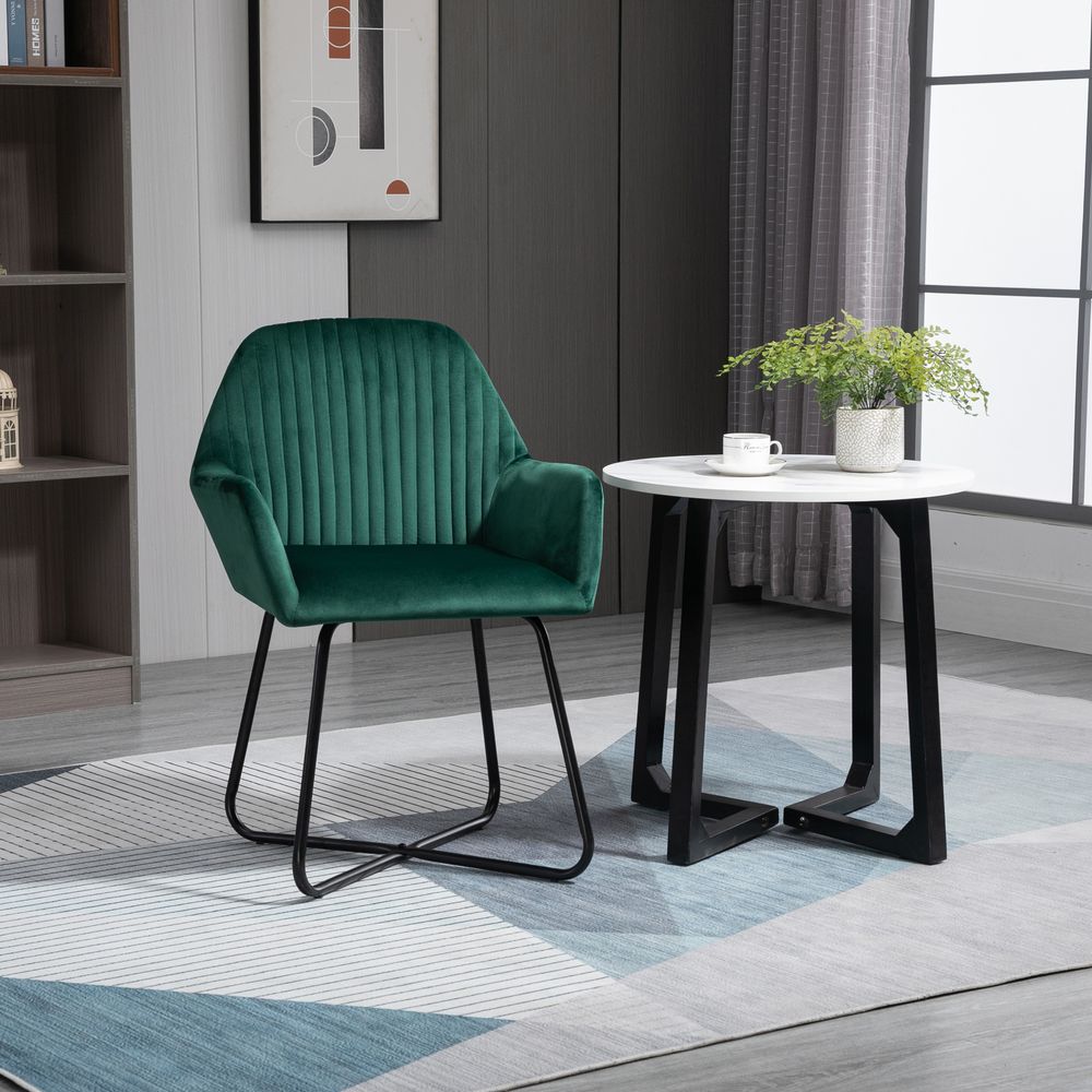 Velvet-Feel Upholstered Armchair — Green